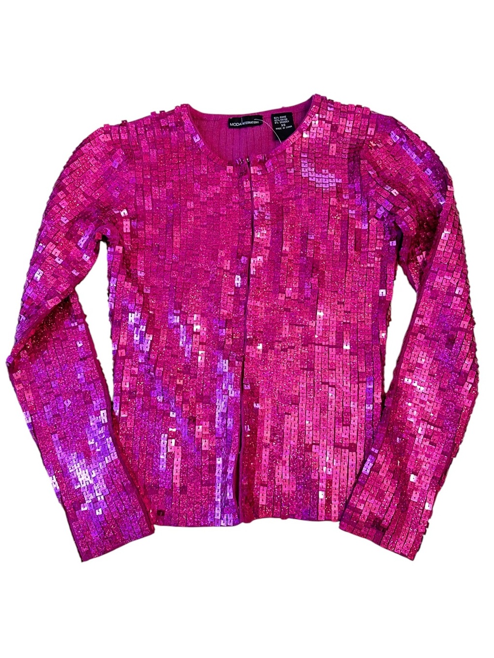 Vintage Y2K Hot Pink Sequin Cardigan XS